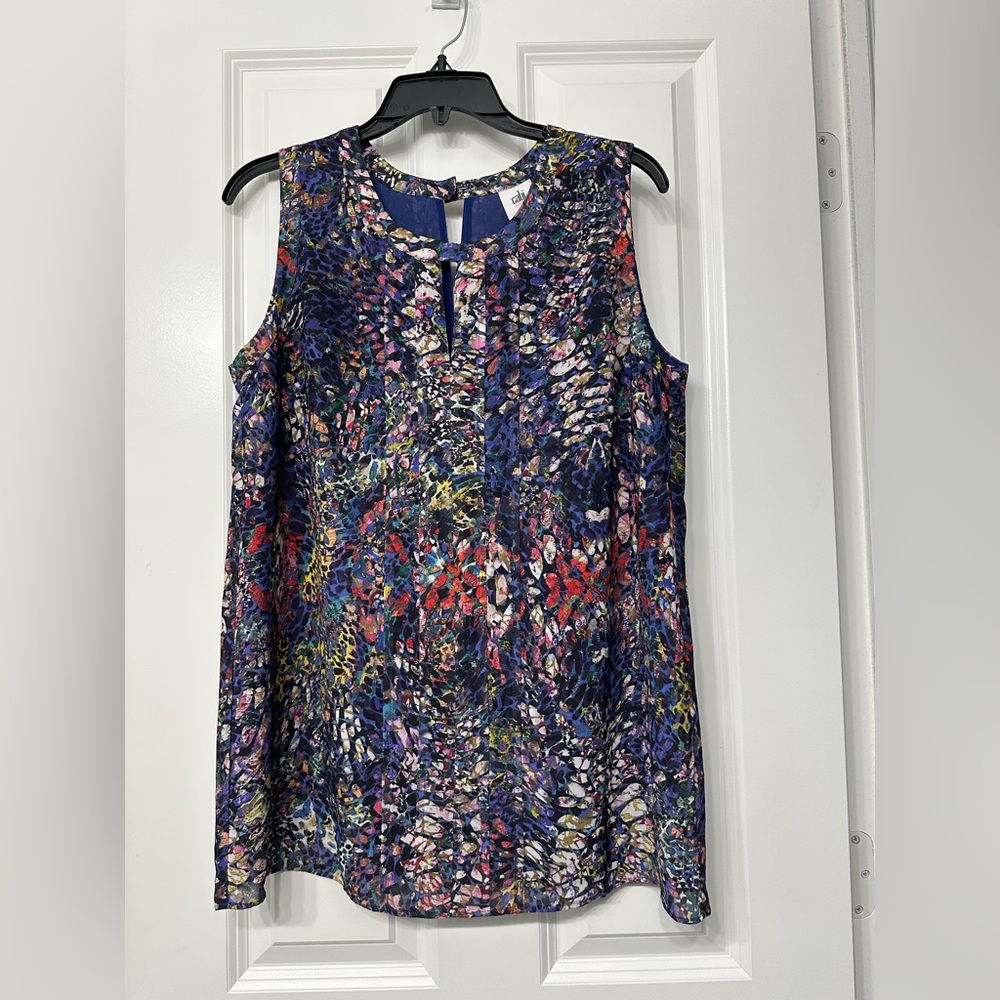 CAbi Multicolor Abstract Sleeveless Top